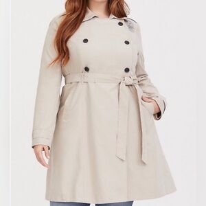 Torrid Beige Double-Breasted Trench Coat